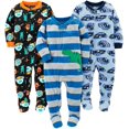 thumbnail image 1 of Baby-Boys 3-Pack Loose Fit Flame Resistant Fleece Footed Pajamas, 1 of 7
