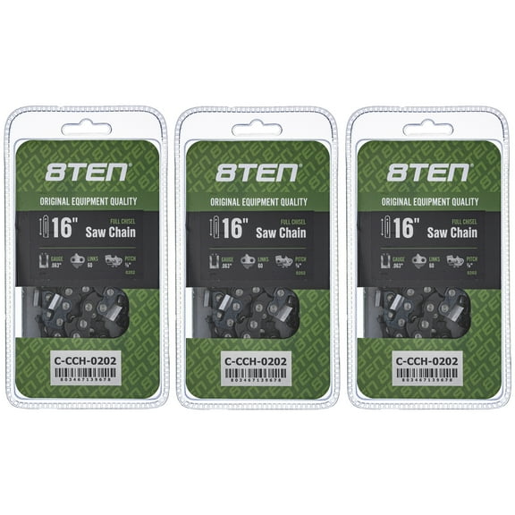 Full Chisel Chainsaw Chain 16 inch .063 3/8 60DL for Stihl MS 260 360 3 Pack 810-CCC2424H