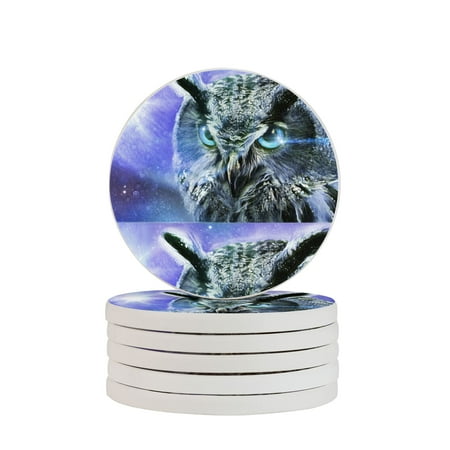 

Circular Drink Coasters Set Spectacle Owl Beautiful Home Decor Diatomite Heat-Resistant Diatomite Protect Table Countertop
