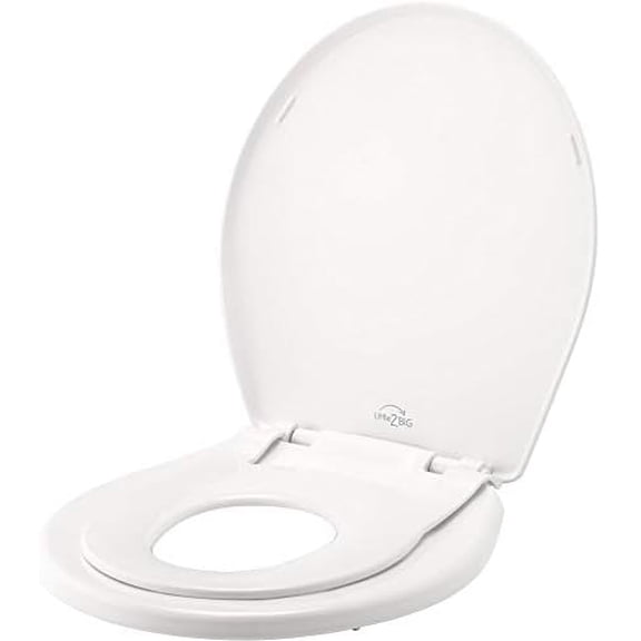 Little2Big Toilet Seat with Built-In Potty Training Seat, Slow Close, Durable Plastic, Made in USA, ROUND, White
