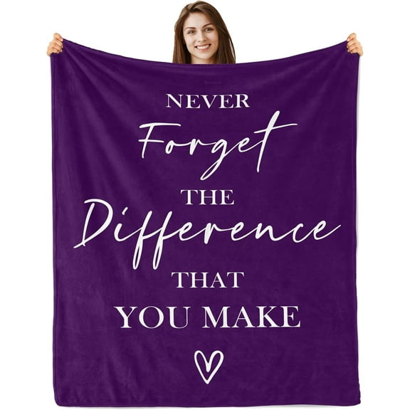 Thank You Gifts for Women Coworkers Friends Blanket 60x50in, Farewell Gifts for Coworkers Women, Employee/Teacher Appreciation Gifts, Never Forget The Difference That You Make