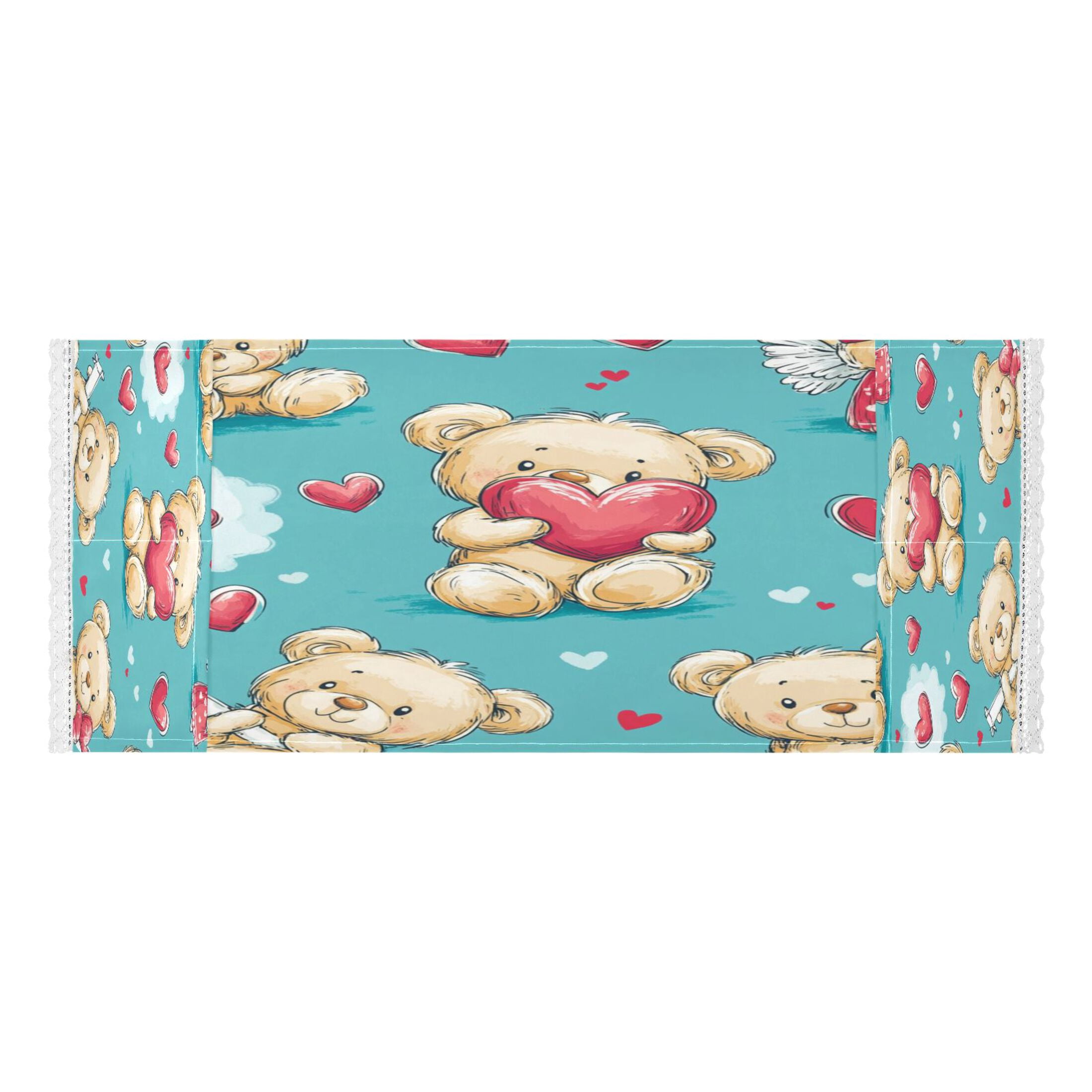 WOBOGO Adorable Teddy Bears Heart Pattern Washing Machine Cloth Dryer Refrigerator Top Cover Protective Non-Slip Mat For Kitchen Laundry
