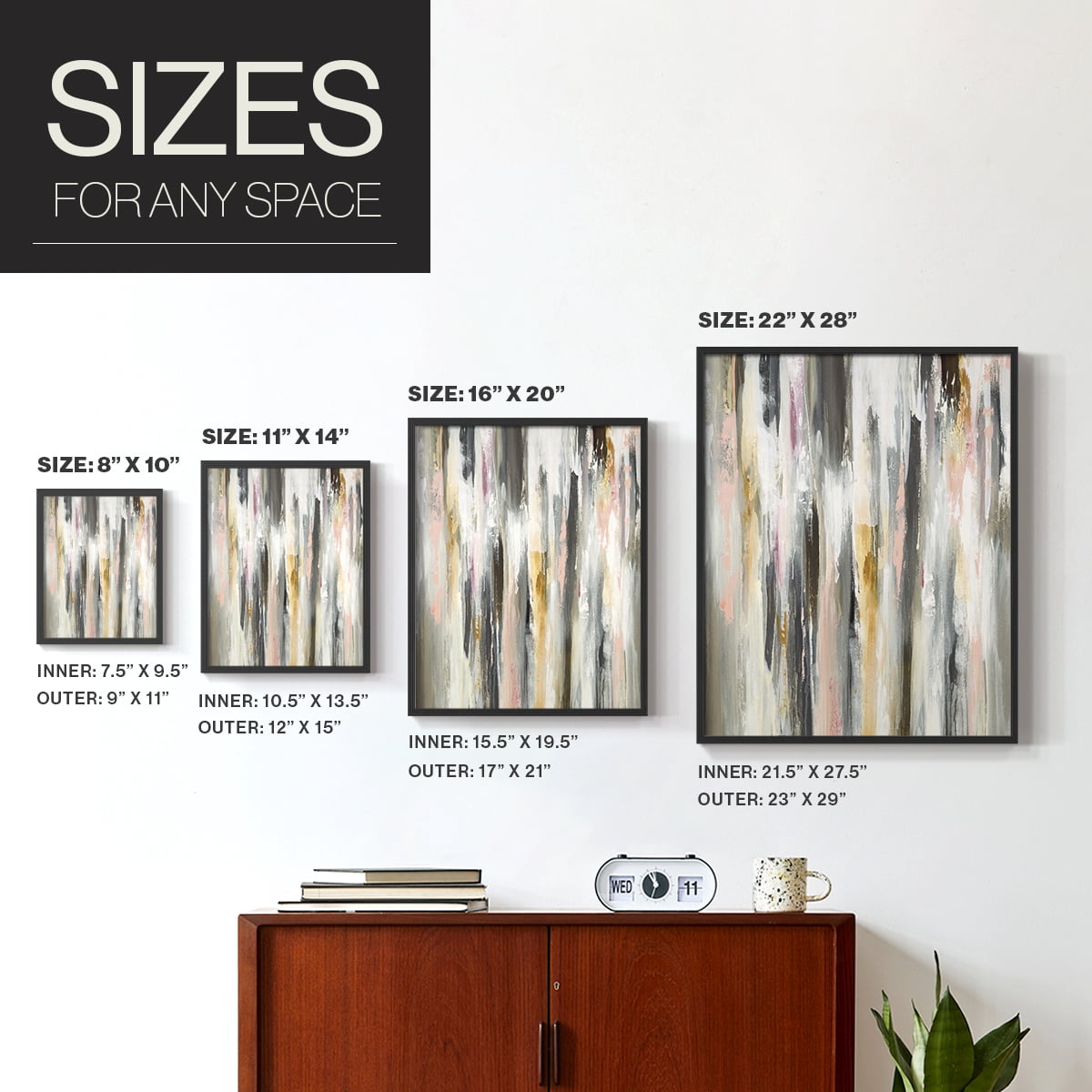 Color Ripple II Framed Print in Black Solid Wood Framed Print No Nail Hanging