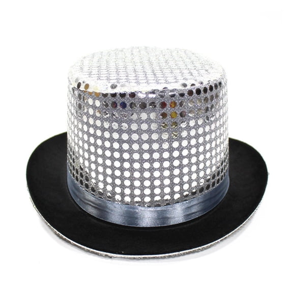 Hat Sequin Sparkly Great for Magic Shows, Cosplay Outfits and Prom Celebrations Silver