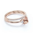 thumbnail image 2 of Dazzling Minimalist 1.75 Carat Pear Cut Affordable Ring, Morganite And Diamond Moissanite Engagement Ring, Unique Wedding Ring, One Matching Band in 10k Solid Rose Gold, Gift For Her, Bridal Set, 2 of 3