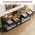 thumbnail image 6 of Luku 82" Double Dog Crate Furniture, Indoor Wooden Kennel for 2 Dogs with 4 Drawers, Shelves & TV Stand, 6 of 7