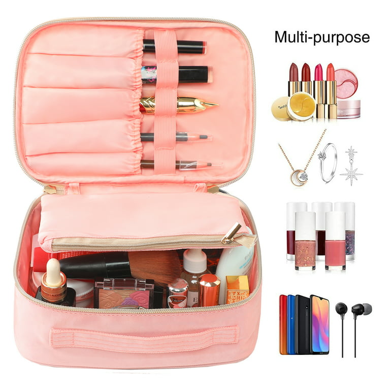 Makeup Bag Travel Cosmetic Bags for Women Girls 2-in-1 Zipper