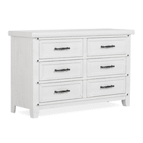 Evolur Andorra Double Dresser, Spacious Six Drawer Dresser, Made of Hardwood, Weathered White