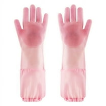 Djunllk Cleaning Gloves - Long Cuffs Reusable Clear Gloves with Elastic Drawstring, Flexible Non-Slip Dishwashing Gloves for Kitchen & Bathroom Cleaning