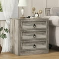 thumbnail image 3 of Winkalon 3 Drawers Farmhouse Nightstand Set of 2 with Charging Station, Rustic Bedside Tbale with Drawers for Bedroom, Vintage End Table for Bedroom Living Room,Grey, 3 of 9