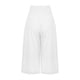 thumbnail image 4 of Pantalones Capri de algodón para mujer, talla grande, holgados, de pierna ancha, cintura alta, rectos, informales, color blanco, 4 of 4