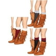 thumbnail image 2 of GILBIN'S 6 Pack Women's Fashion Long Boot Socks Stretchy Over Knee High Stockings with Lace Trim (Cuffed), 2 of 3