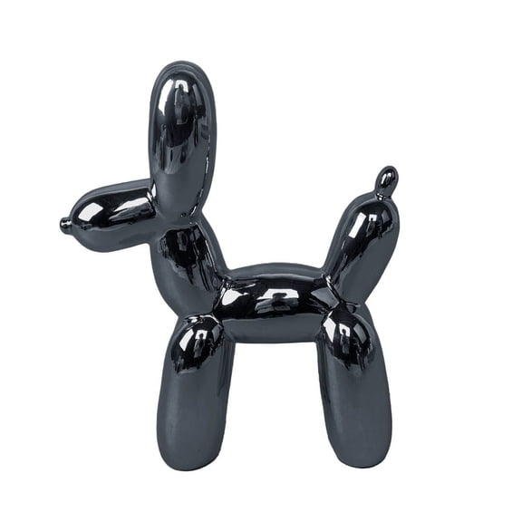 11"H Metallic Black Ceramic Balloon Dog