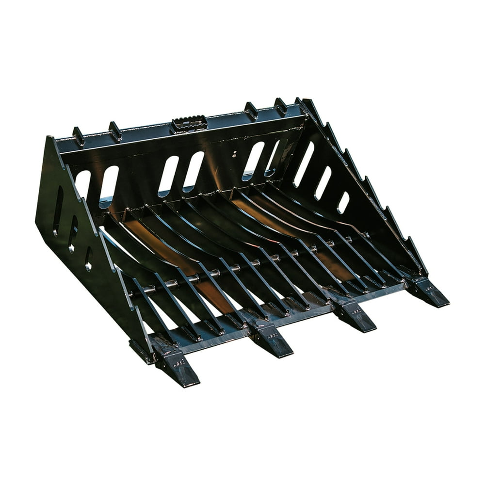 Titan Attachments 48in Fine Grade Skeleton Rock Bucket With Teeth For Skid Steers And Tractors