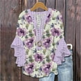 thumbnail image 2 of Casual Tops for Women Plus Size Ruffle 3/4 Sleeve V-Neck Flowy Lightweight Tops & Blouses Summer Casual Shirts Gifts for Women MulticolorL, 2 of 6