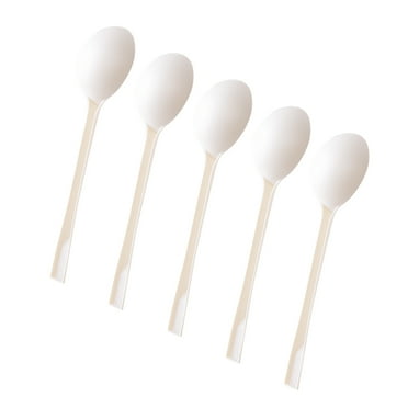 Mutmorningal 100pcs Disposable Soup Spoon Thicken Tableware for Home Restaurant (As Shown)