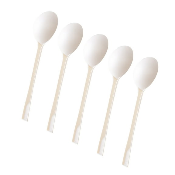 MOKKHNB White Disposable Plastic Spoon for Eating Use Perfect for Home Restaurant Camping 100pcs