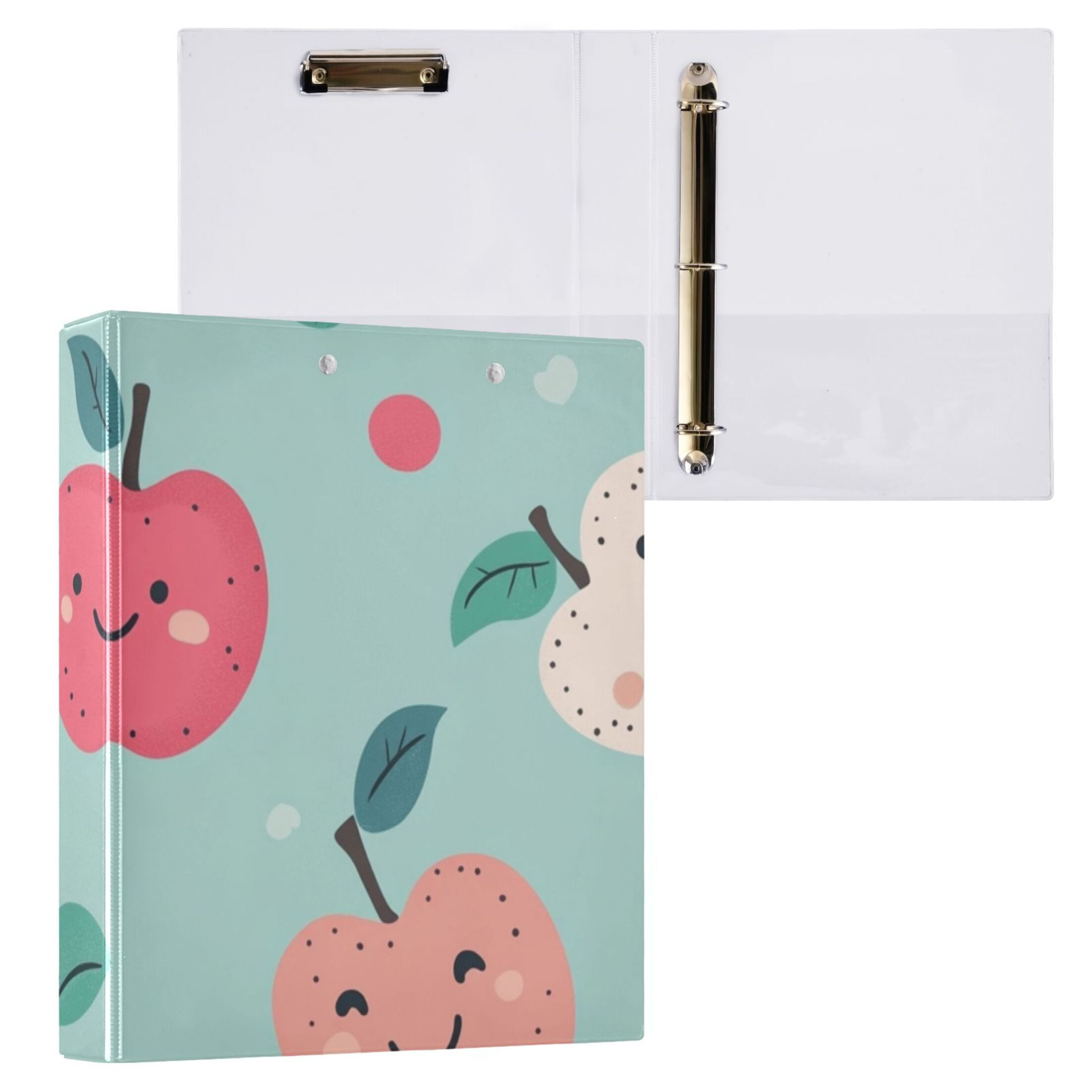 Smile Apples 3 Ring Binders 1.5 inch Hardcover File Folders with Interior Pockets A4 Size Organizer for School Office Hospital