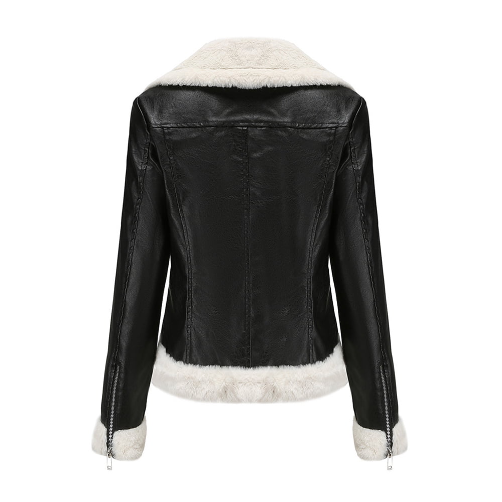 Leather Jackets for Women Zpanxa Women Faux Leather Moto Biker Short Coat Jacket, Plus Size Short Lightweight Motorcycle Biker Jacket, Fitted Slim Jackets Coat Black B XL