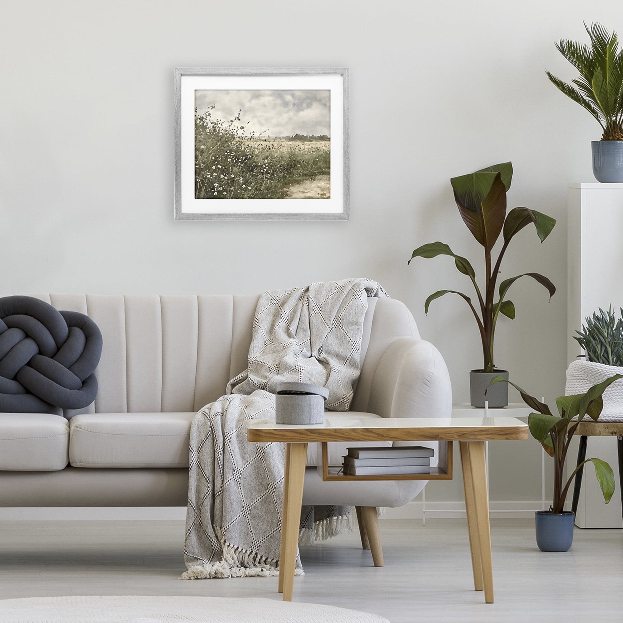 Stupell Industries Soft Meadow Landscape at Dusk Gray Framed Print Under Glass, design by Riley B