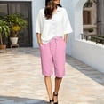 thumbnail image 5 of DuoJiaJ Womens Shorts, Drawstring Elastic Waist Summer Casual Trousers Pink XXXXL, 5 of 7