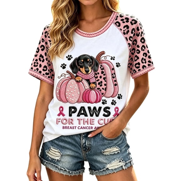 Jamsmile Women T-Shirts Cancer Awareness Month Print Tee Shirts Soft Short Sleeve Crew Neck Casual Tunic Tshirts Tops