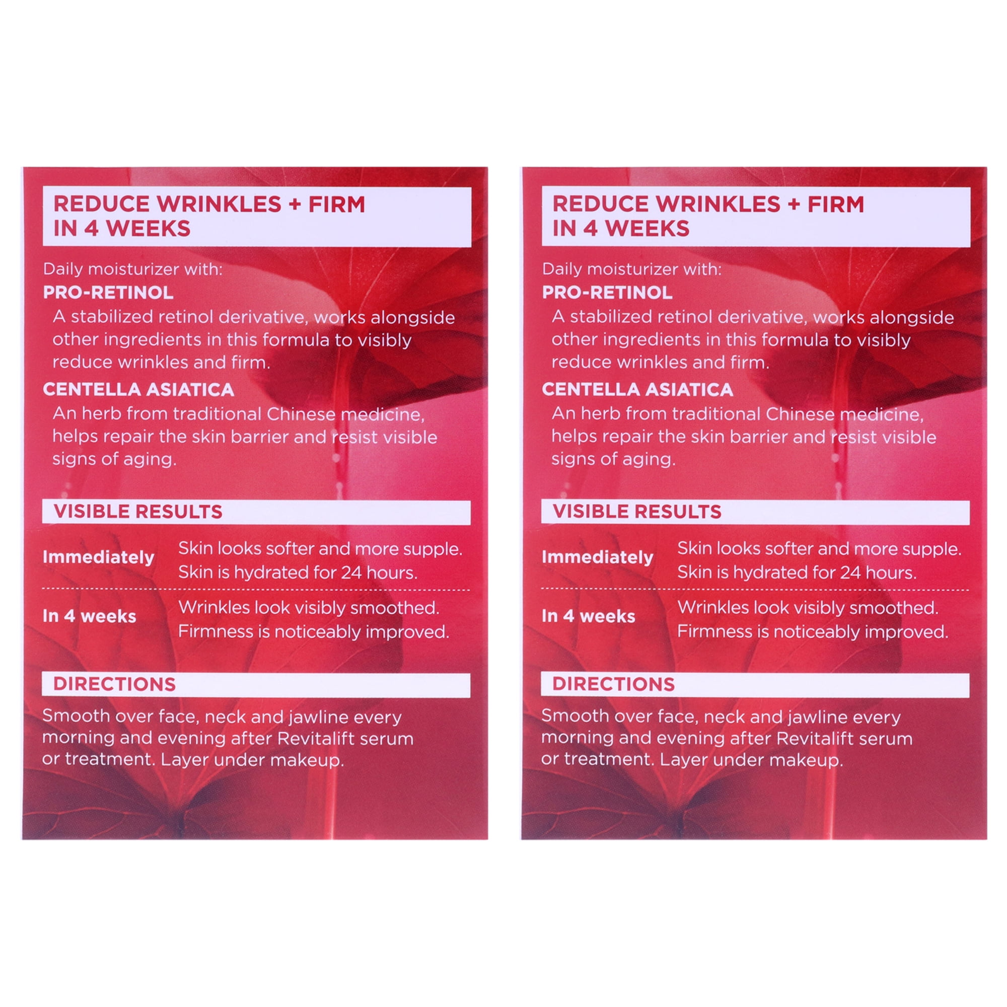 Revitalift Anti Wrinkle and Firming Day Cream by L'Oréal Paris for Unisex - 1.7 oz Moisturizer - Pack of 2