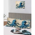 thumbnail image 5 of Vintage Blue Octopus Pillow Covers Queen Size 2 Pack, Summer Coastal Ocean Wave Soft Bed Throw Pillowcases Breathable Cooling Long Lumbar Body Pillow Sham Cover for Bed Sofa 20''x30'', 5 of 7