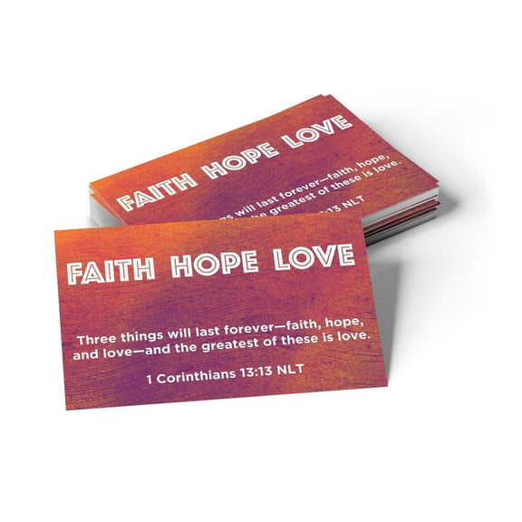 Children and Youth, Pass Along Scripture Cards, Faith Hope Love, 1 Corinthians 13:13, Pack of 25