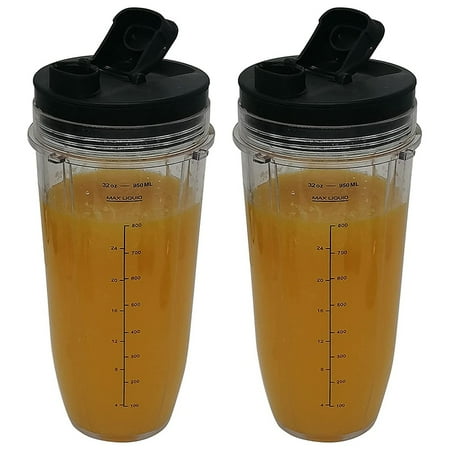 

Suzant 2 Pack Replacement 32Oz Cup with Spout Lid Compatible for Nutri Ninja 900W 1000W Nutri Ninja Auto-IQ Blender