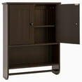 thumbnail image 3 of Best Choice Products Bathroom Storage Organization Wall Cabinet w/ Double Doors, Towel Bar, Wainscot - Espresso Brown, 3 of 6