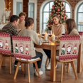 thumbnail image 5 of Christmas Chair Covers Set of 1 Red Santa Claus Xmas Gnome Snowflakes Wood Grain Chair Back Covers Stretch Removable Washable Slipcovers Protector for Dining Room Kitchen Party Decor, 5 of 5