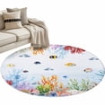 thumbnail image 2 of Blue Coastal Round Area Rug 3.3 FT, Non Slip Small Entryway Kitchen Mat, Summer Beach Nautical Coral Fish Washable Soft Circular Rug Non-Shedding Door Mat for Bathroom Playroom Kids Room, 2 of 9