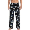 thumbnail image 2 of Lsque Daisies Flowers Print Men's Pajama Pants, Lounge Pant - Comfortable Home Wear,Elastic Waistband, Stylish Design-Small, 2 of 9