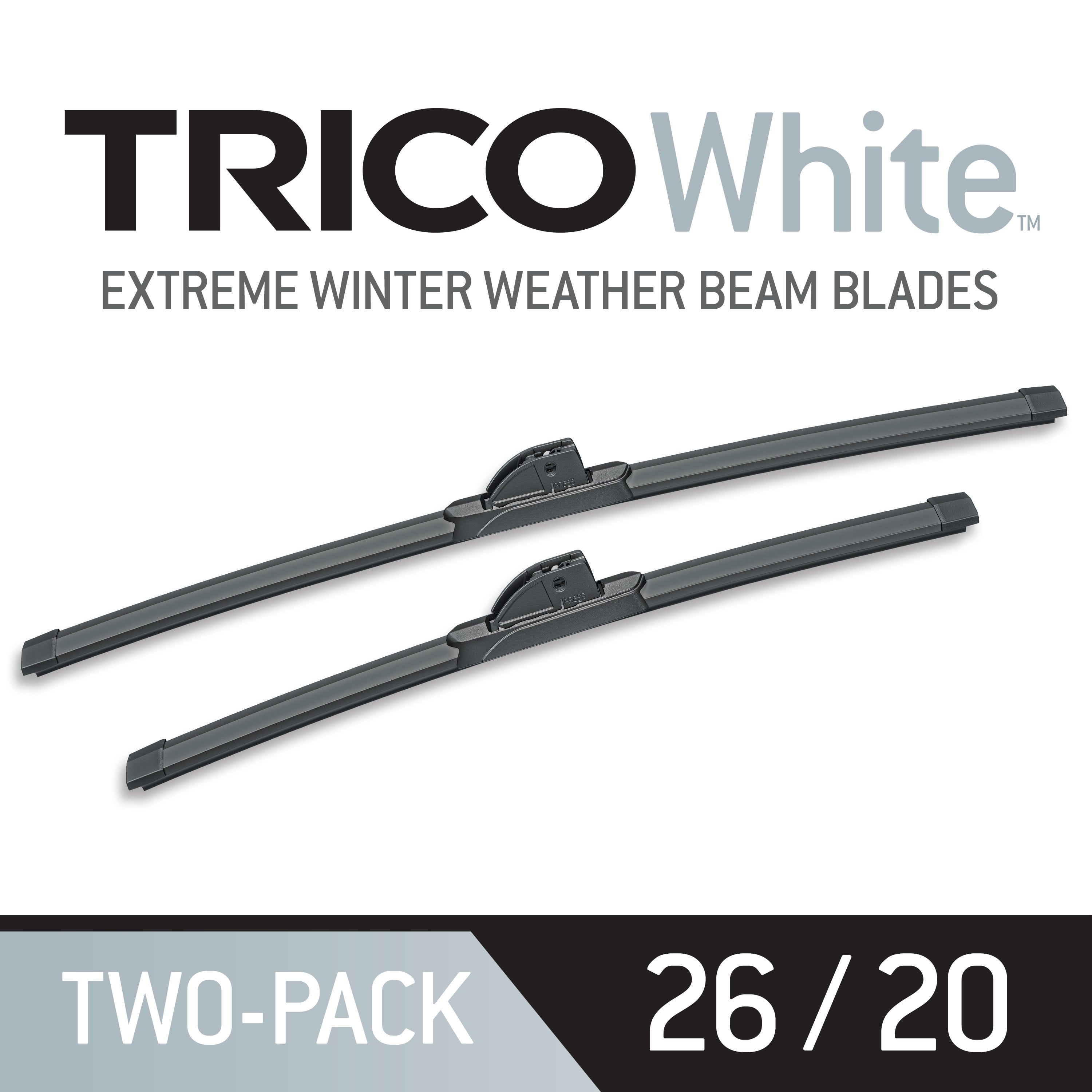 TRICO White 2 Pack, 26' + 20' Extreme Weather Winter Beam Wiper Blades (35-2620)