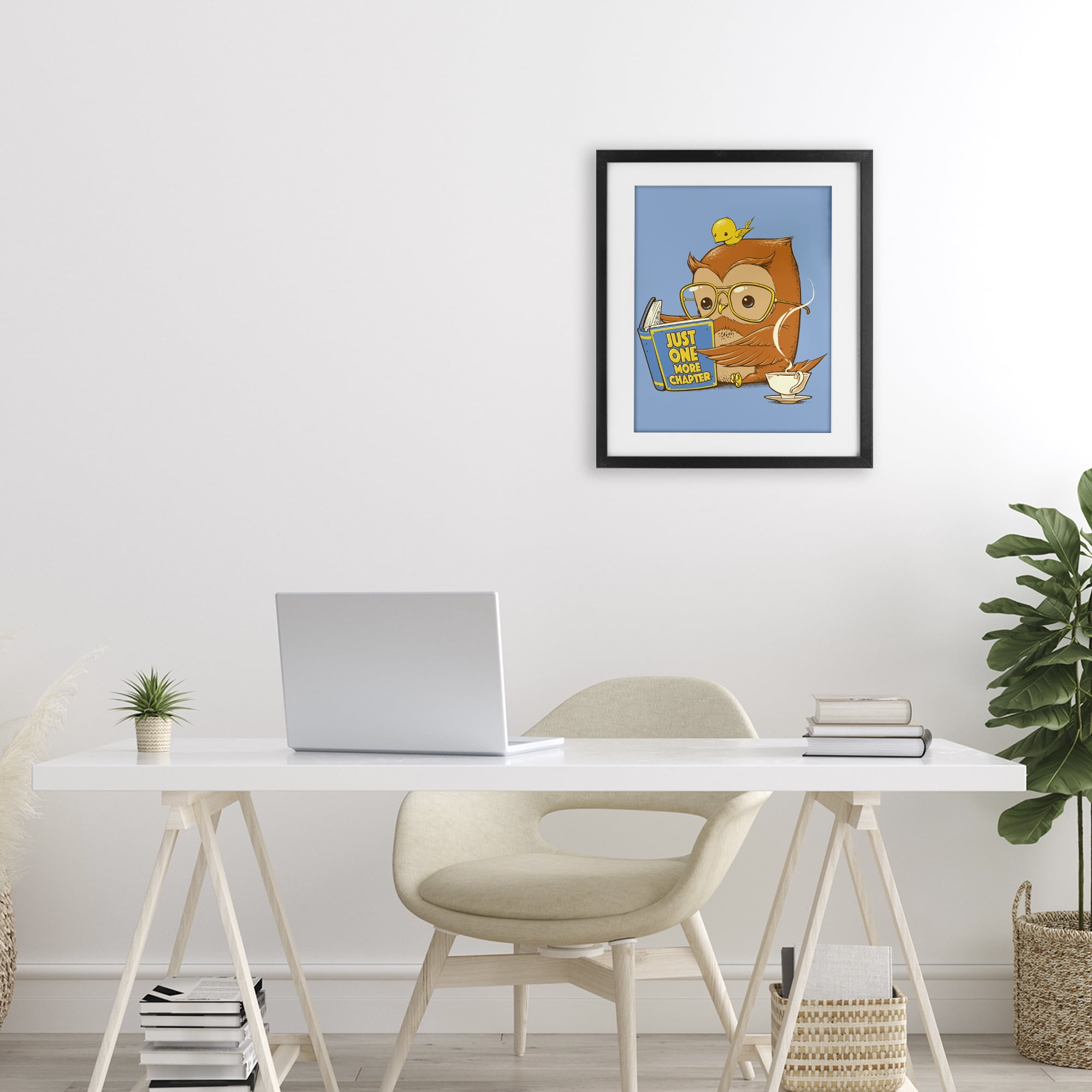 Stupell Industries One More Chapter Owl Black Framed Print Under Glass, design by Tobe Fonseca