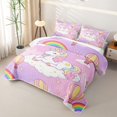 thumbnail image 3 of Metsweet Cartoon Unicorn Twin Quilt Set, Kawaii Rainbow Stars Print Twin Coverlet Set, 3 of 7