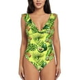 thumbnail image 2 of Yiaed Kiwi and Avocado Print Women's Ruffled One Piece Swimsuit V Neck Swimwear Slimming Monokini for Woman-X-Large, 2 of 8