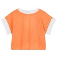 thumbnail image 5 of Zanarzt Girls Summer Short Sleeve T-Shirt Girls Athletic Oversized Crop Tops Kids Drop Shoulder Short Sleeve T Shirts Workout Tees 9-10 Years,Orange, 5 of 7