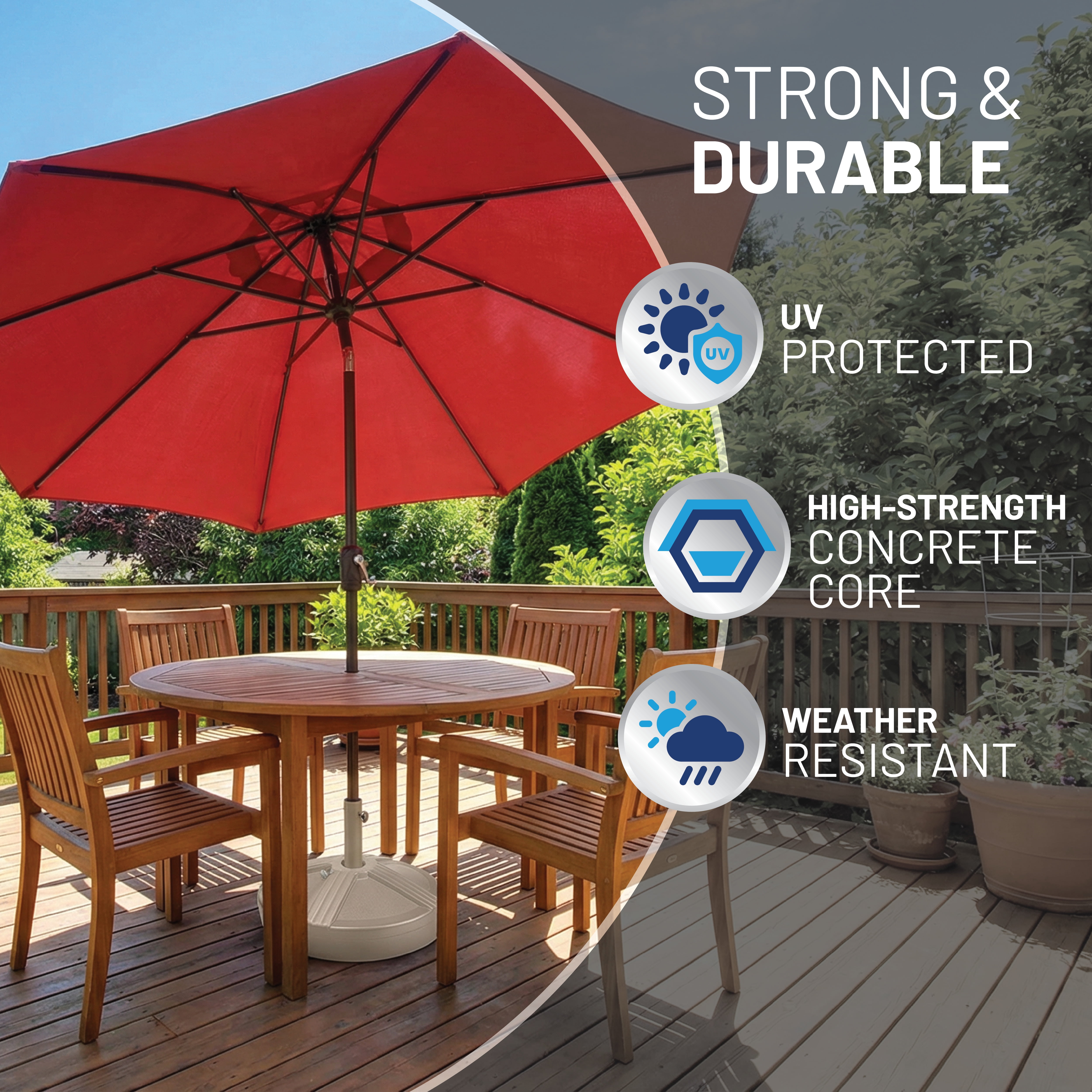 US Weight Durable 50LB Capacity Fillable Umbrella Base for Patio Table in Beige