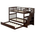 thumbnail image 5 of Harper & Bright Designs Twin Over Twin Stairway Bunk Bed with Storage Shelves, Wooden Twin Size Bunk Bedframe with Trundle for Bedroom Dorm, Espresso, 5 of 14