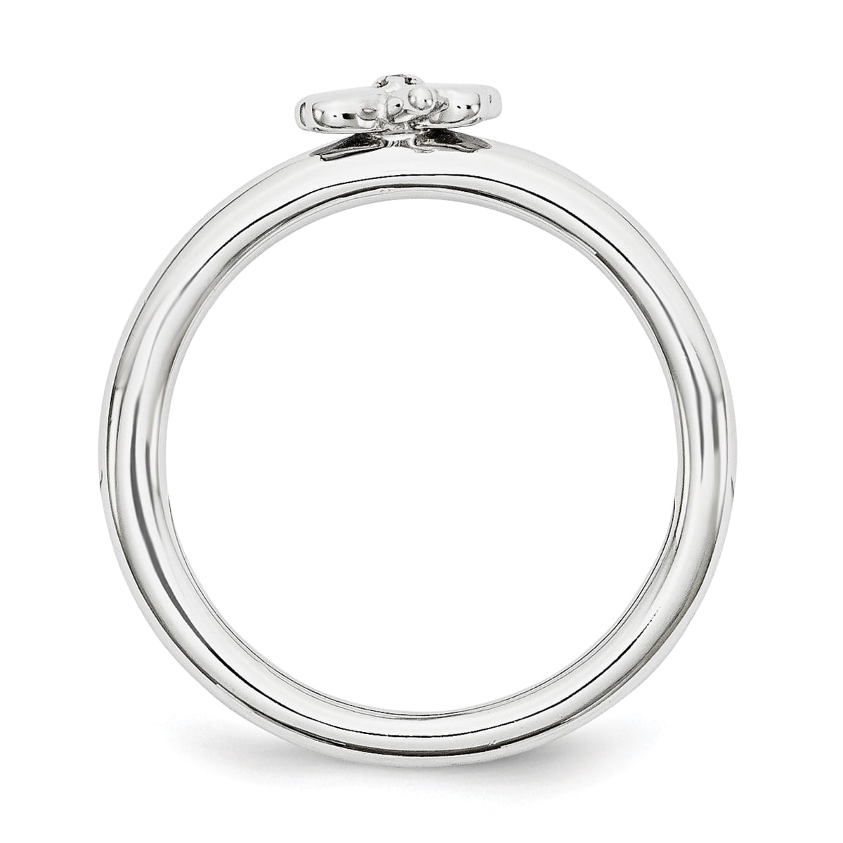 Diamond Sterling Silver Rhodium Clover Ring