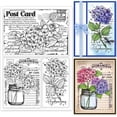 thumbnail image 1 of Sellos transparentes de silicona para tarjetas con fondo de hortensias (postales)., 1 of 9