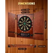 Yirinatek Electronic Dart Board, Decorative Dart Board Cabinet Set for Adults [12*Bronze Soft Tip Darts] [Cricket Game Mode]- Wooden Electric Dartboard Cabinet for Family Game Rooms [Apricot]