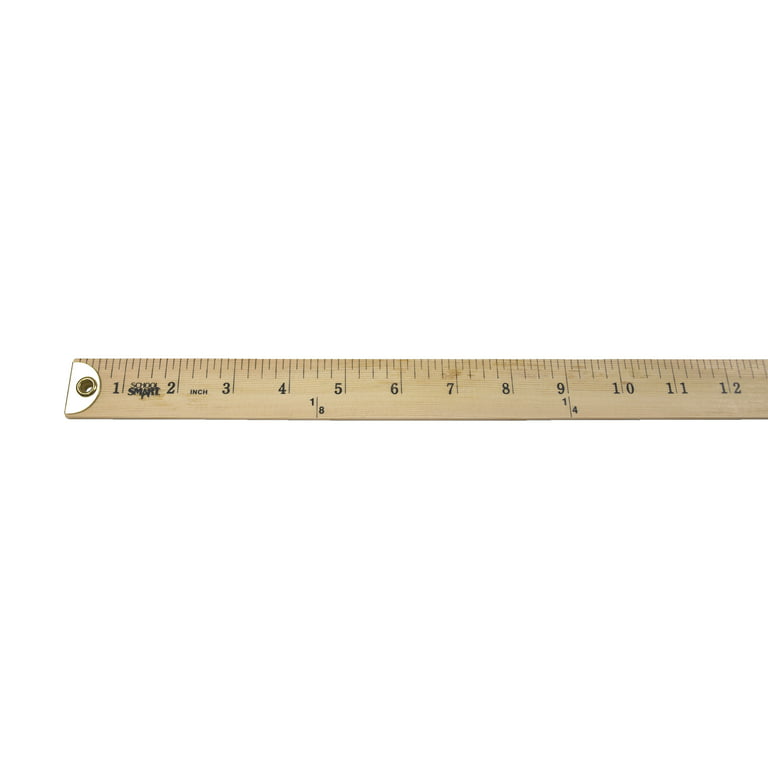 Wood Yardstick W/Metal Ends With Hole For Hanging