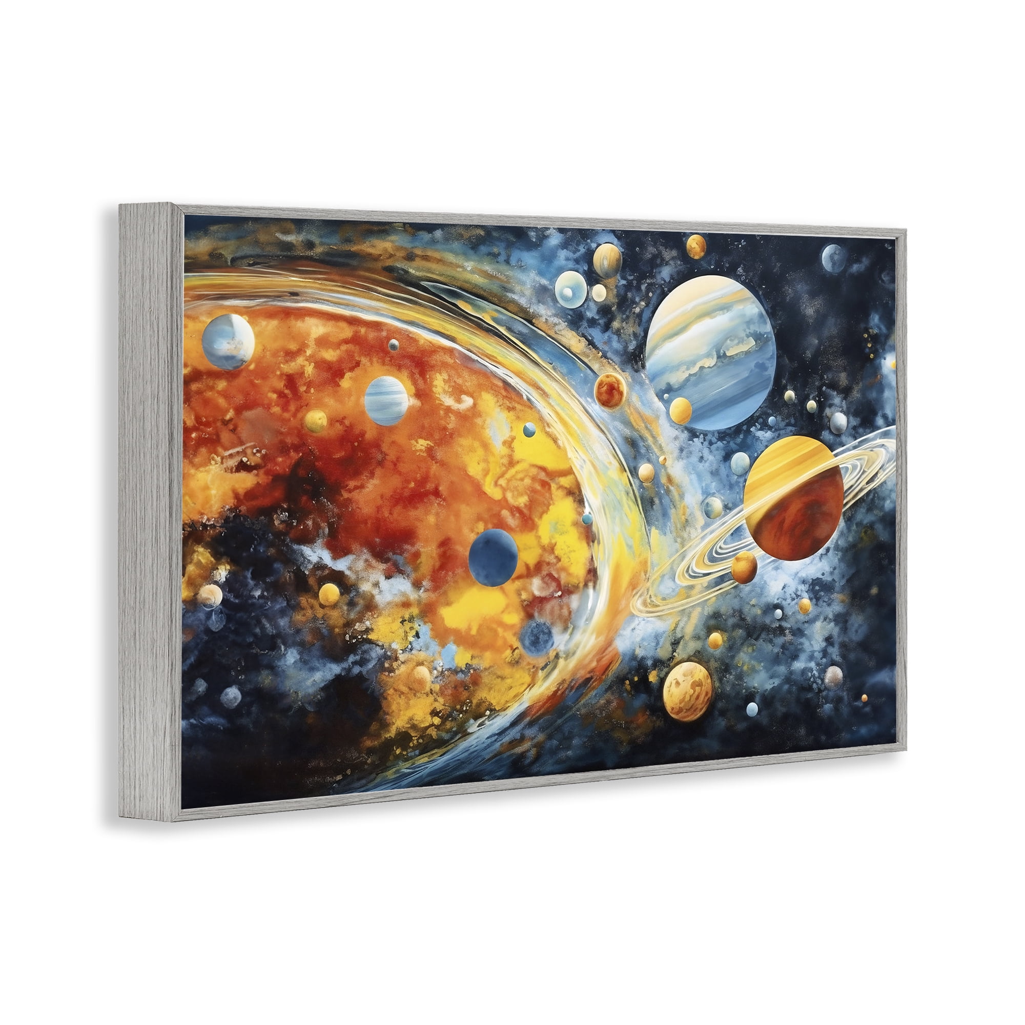Stupell Industries Space Whirl Planets Gray Framed Giclee Art, design by Ray Powers