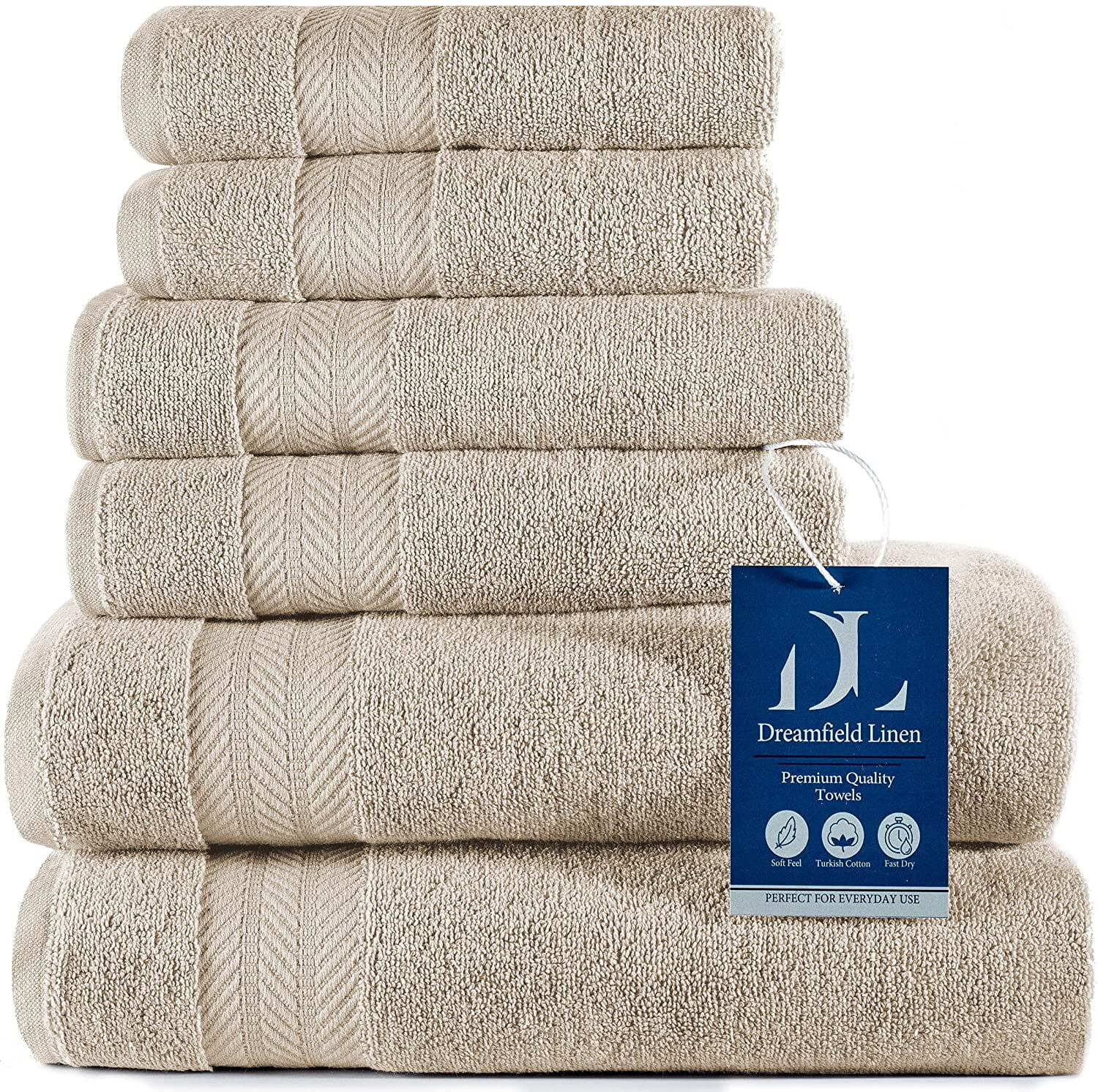 DreamField Linen Bath Towel Set 100 Original Turkish Cotton Ultra