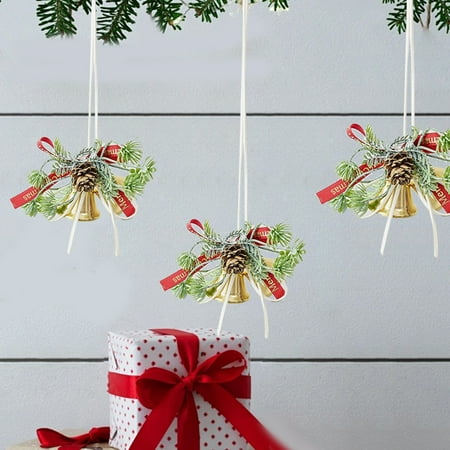 

Uscallm Beautiful Christmas Decorations Double Bells Bow Pines Needles Pines Cones Car Decoration Hanging Christmas Tree Christmas Home Decor Gifts Cheap Items Delivery Today Items