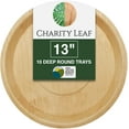 TRAHOODisposable Palm Leaf 13" Deep Round Trays (10 pieces) Bamboo