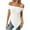 White, variant on ABATAB Off the Shoulder Shirts for Women Bow Slim Fit Party Tops Short Sleeve Irregular Hem Trendy Summer Tshirt Blouses